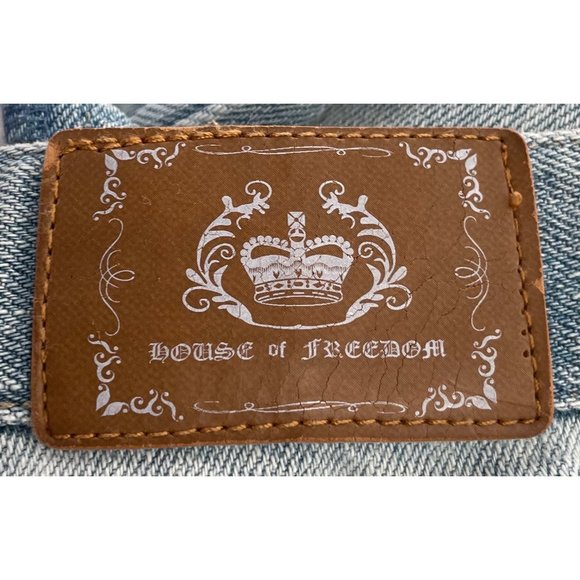 House Of Freedom Women's Size 16 Light Wash Blue Jean Denim Straight-Leg Pants - Picture 3 of 7